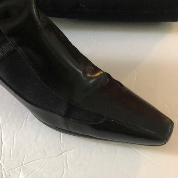 Prada Gabardine Black Tech Knee High Boots zipper Pointy Kitten Heel Size 38.5 - Picture 8 of 12